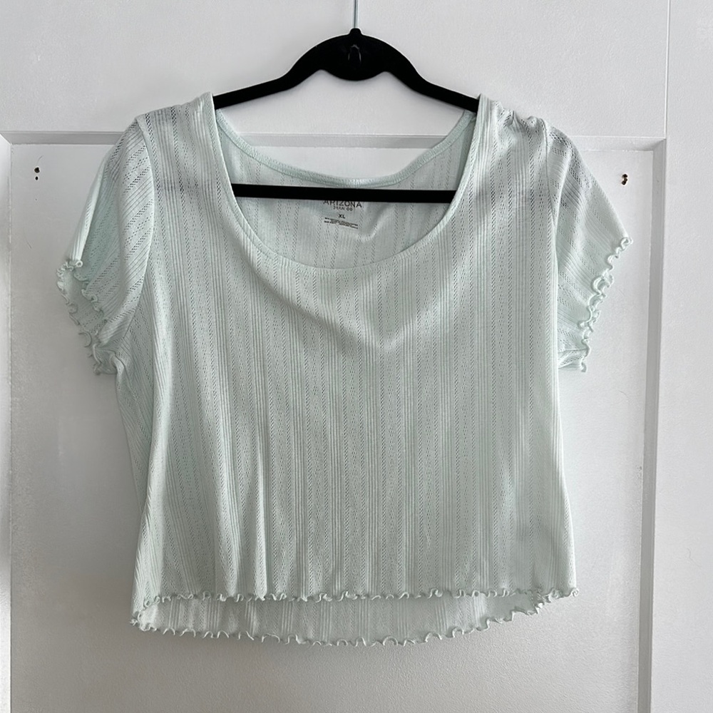 Light Green Ribbed Crop T-Shirt